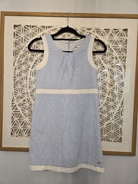 Vineyard Vines Girls Size 14 Seersucker Tank Dress Blue White Preppy Summer